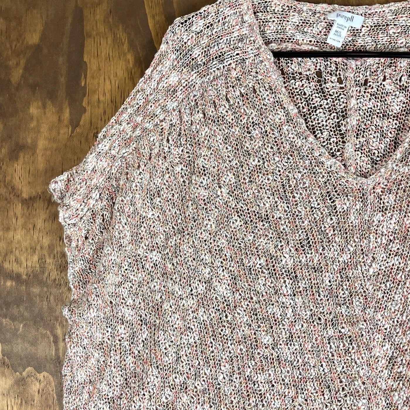 J. Jill Pure Jill Women's Sweater Multicolor Petite Loose-Fit V-Neck Cotton Blend M/L P Pullover Knit Short Sleeve Fall Winter Spring Casual Workwear Mens/N/A Size M / US 6-8 / IT 42-44 - 4 Thumbnail