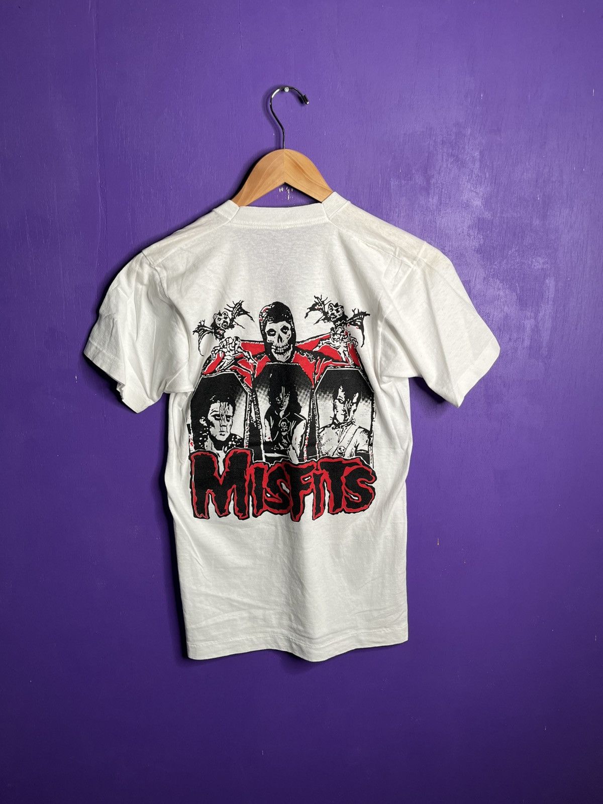 Band Tees × Vintage Vintage 80s the misfits skull v-neck band t-shirt Size M / US 6-8 / IT 42-44 - 2 Thumbnail