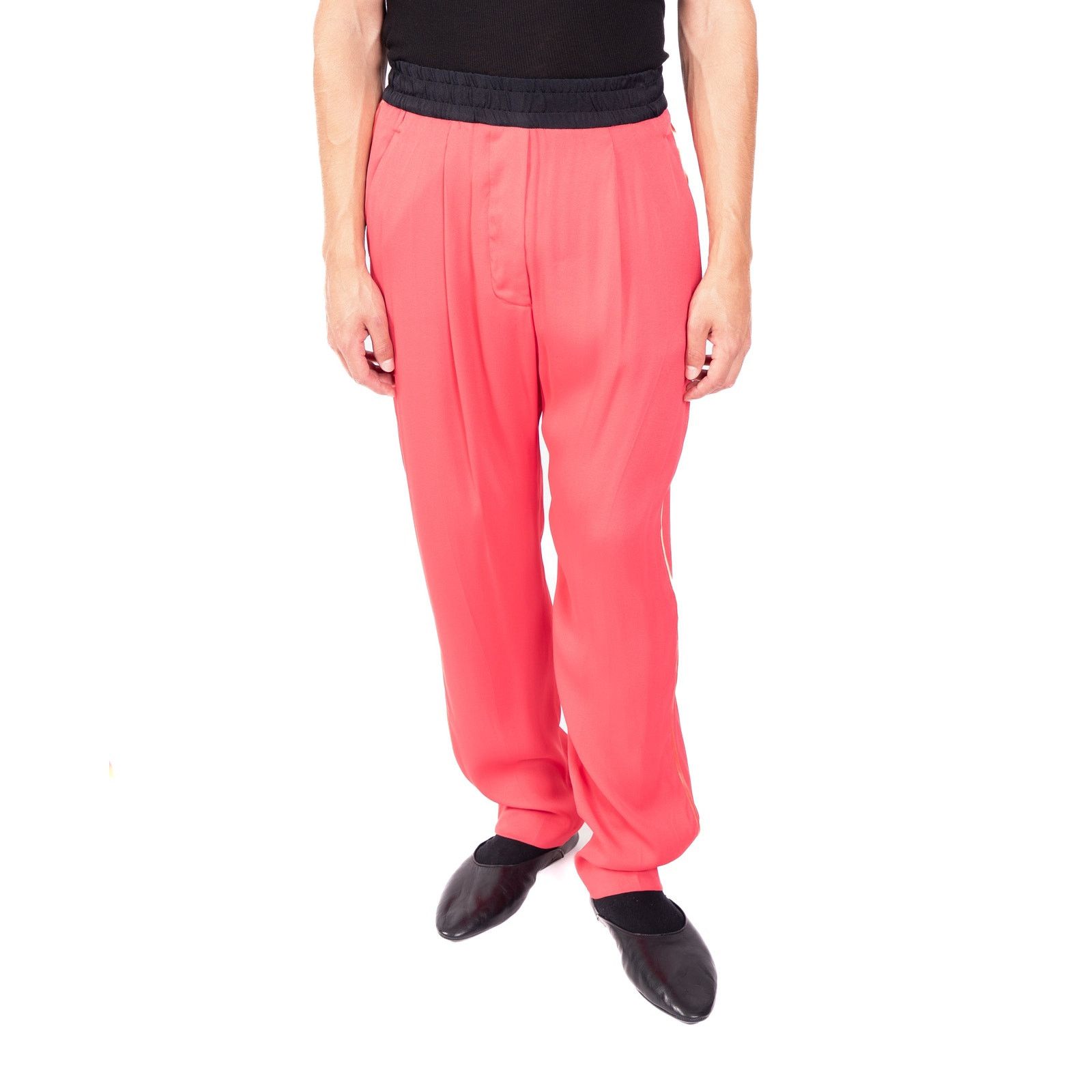 SS17 Elastic Waistband Trousers in Pink Silk