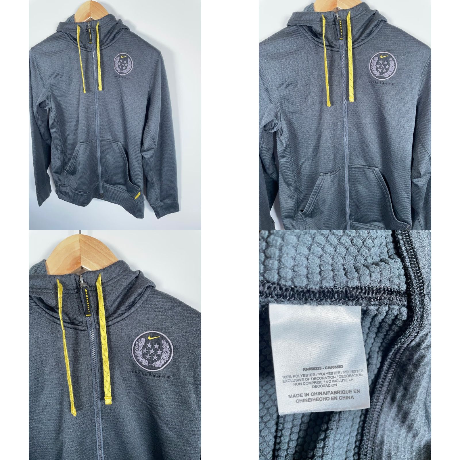 Nike Nike Livestrong Hoodie Mens Small Dark Gray ThermaFit Zip Up Sweatshirt Size US S / EU 44-46 / 1 - 8 Thumbnail