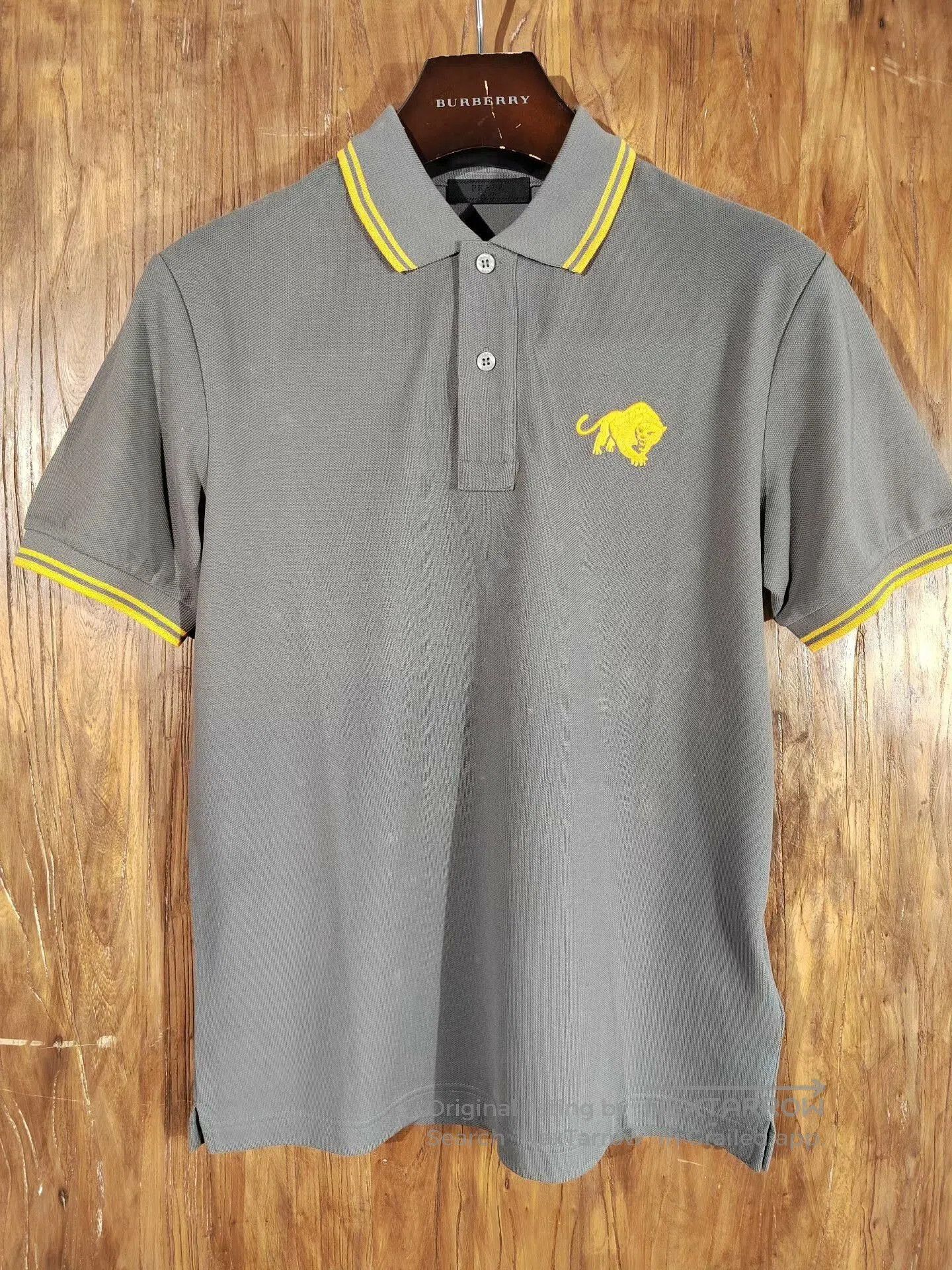 Prada Gray Embroidered Leopard Polo Shirt. Size US S / EU 44-46 / 1 - 1 Thumbnail
