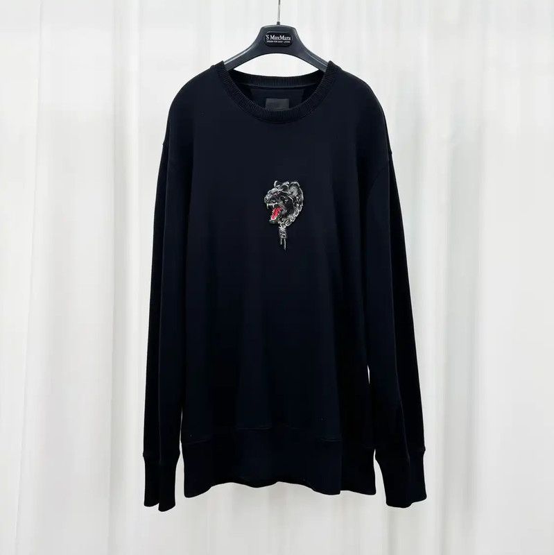 Givenchy Givenchy Black Cotton Logo Embroidered Sweatshirt 0089 Size US XL / EU 56 / 4 - 1 Thumbnail