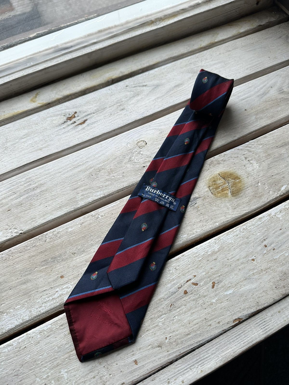 Burberry × Vintage 🚨Vintage 90s Burberrys Embroidered LOGO tie monogram RARE Size ONE SIZE - 1 Thumbnail
