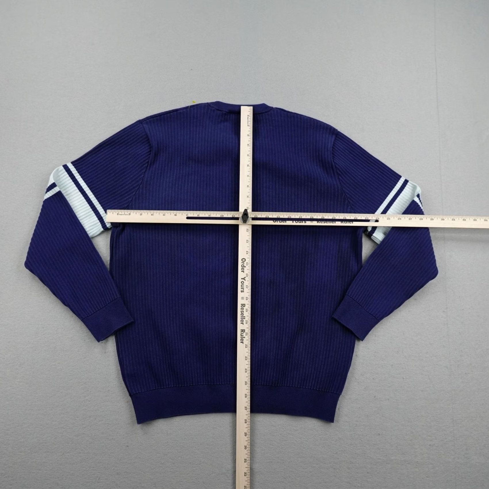 Lacoste Lacoste Sweater Mens XL Blue Ribbed Crew Neck Pullover Croc Logo Linen Blend Size US XL / EU 56 / 4 - 7 Thumbnail