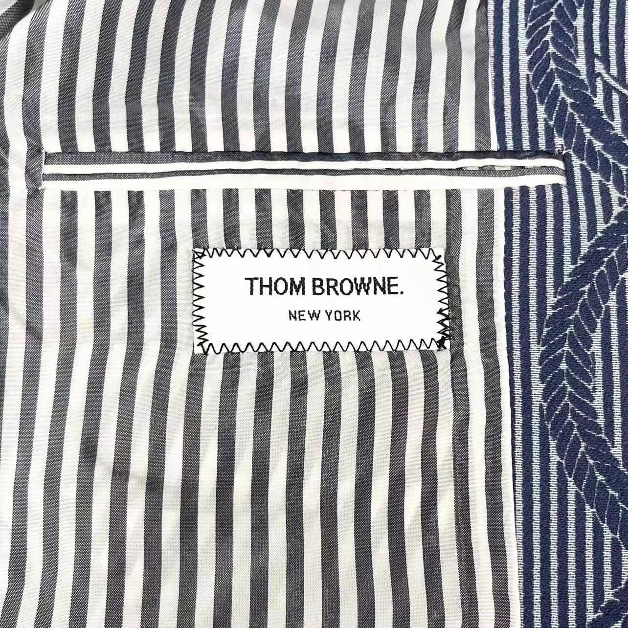 Thom Browne Thom Browne Anchor Stripe Logo Leather Snap Baseball Jkt 1 Size US S / EU 44-46 / 1 - 6 Thumbnail