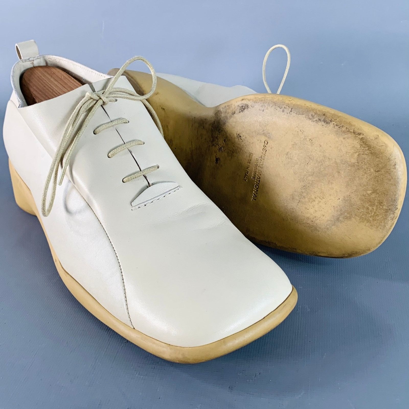 Costume National Size 10 Beige Leather Square Toe Oxford Lace-Up Shoes Size US 10 / EU 43 - 5 Thumbnail