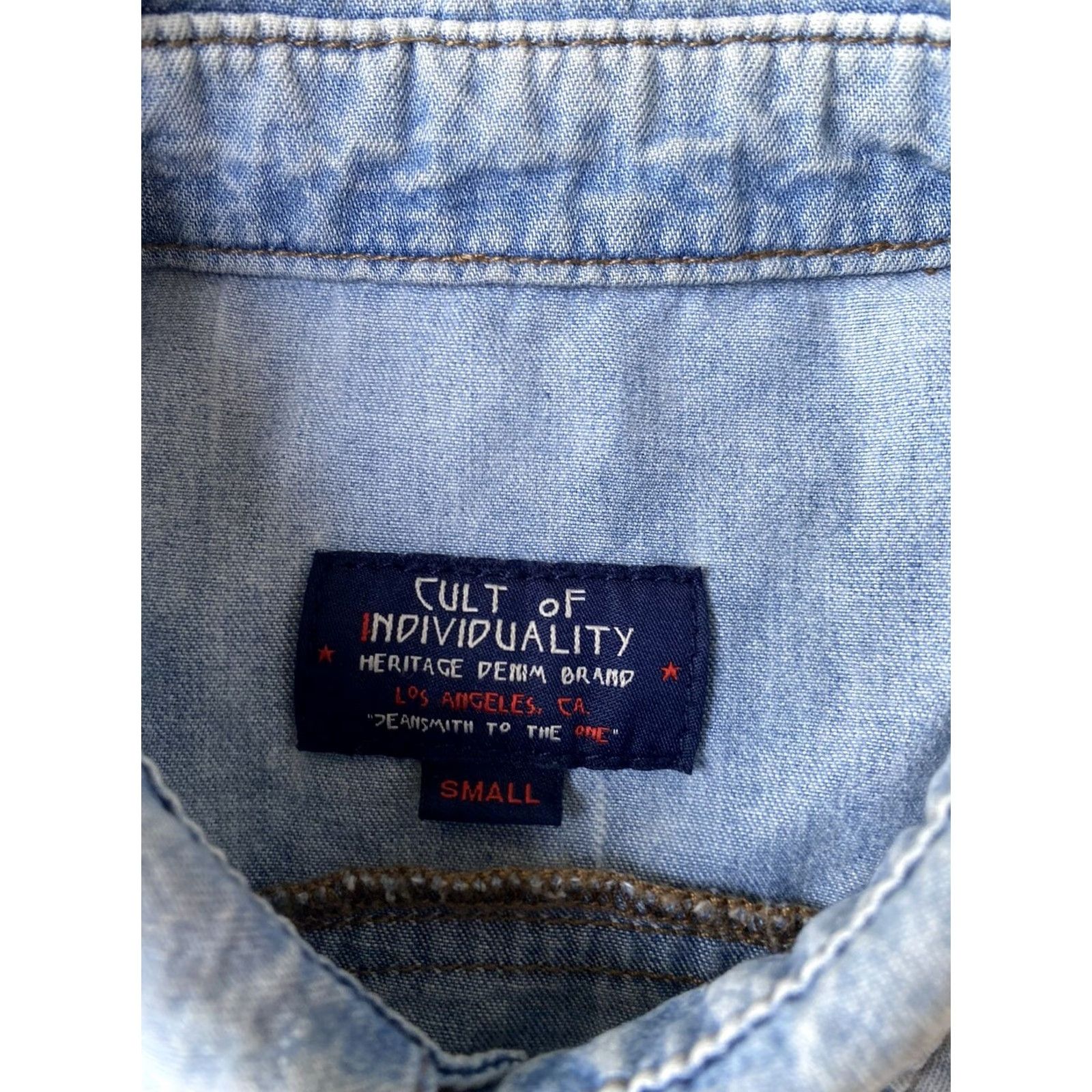 Cult Of Individuality VINTAGE Cult of Individuality Women's Full Zip Pearl Snap Long Sleeve Denim Shirt Small Denim Shirt Women’s Short Sleeve? Wait. Size S / US 4 / IT 40 - 2 Thumbnail