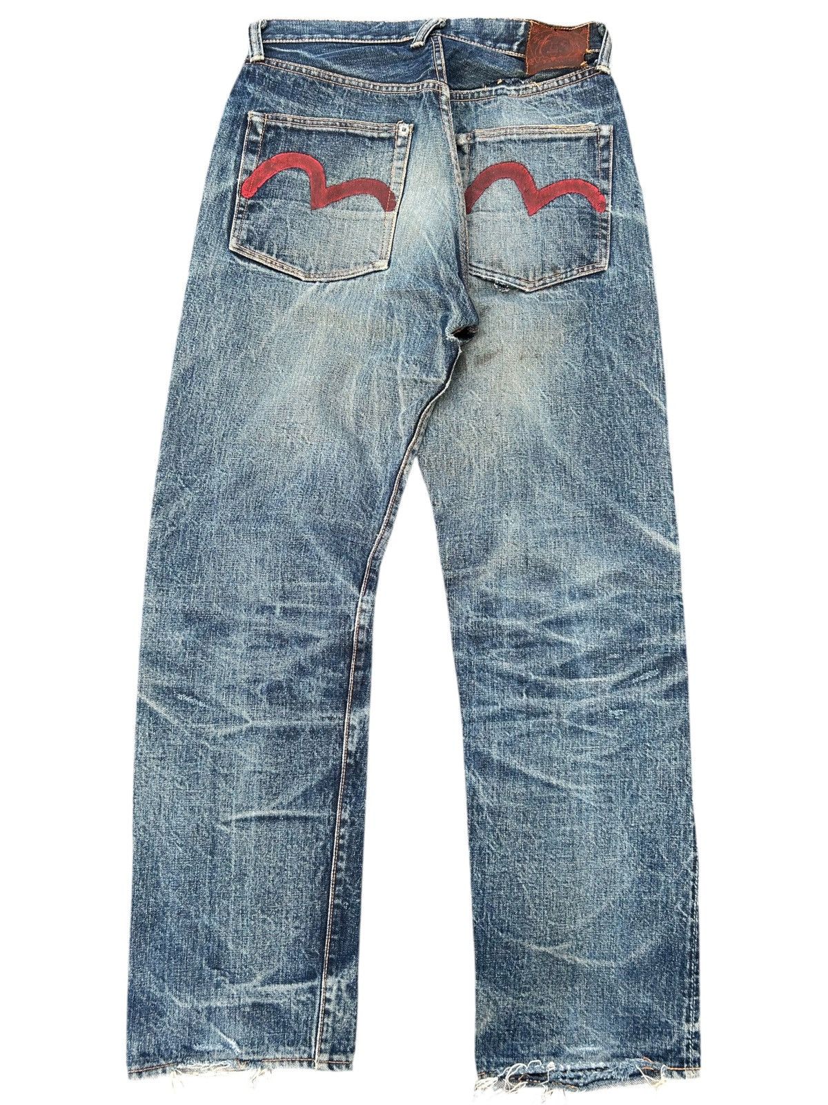 Vintage Evisu Selvedge Red Logo Repair Distresed Denim Jeans