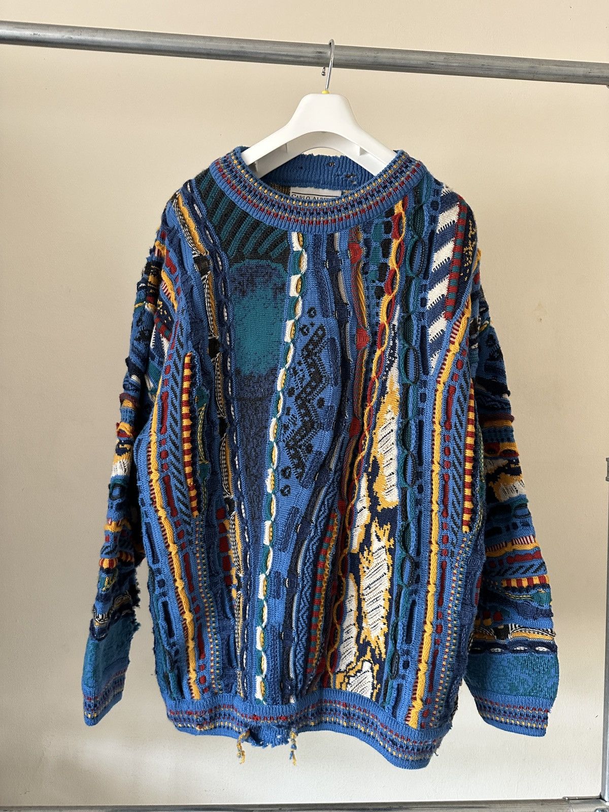 Coogi 1990s Carlo Alberto Distressed 3D knitted sweatshirt Size US M / EU 48-50 / 2 - 5 Thumbnail