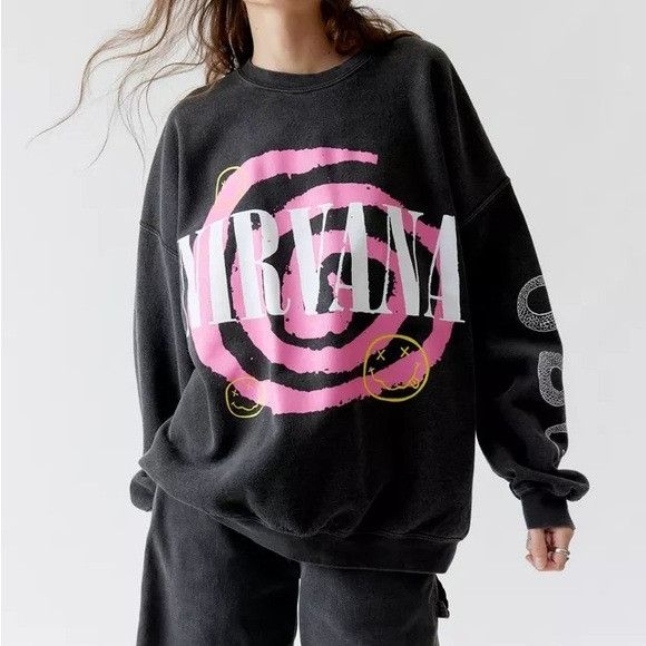 Band Tees × Nirvana Nirvana Helix Smile Oversized Crew Neck Sweatshirt Sz L/XL Size US XL / EU 56 / 4 - 3 Thumbnail