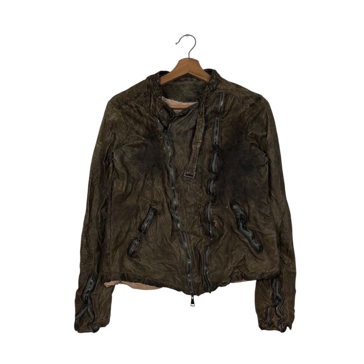 Giorgio Brato Biker Leather Jacket Asymmetrical Zipper Girgio Brato Italy Size L / US 10 / IT 46 - 2 Thumbnail