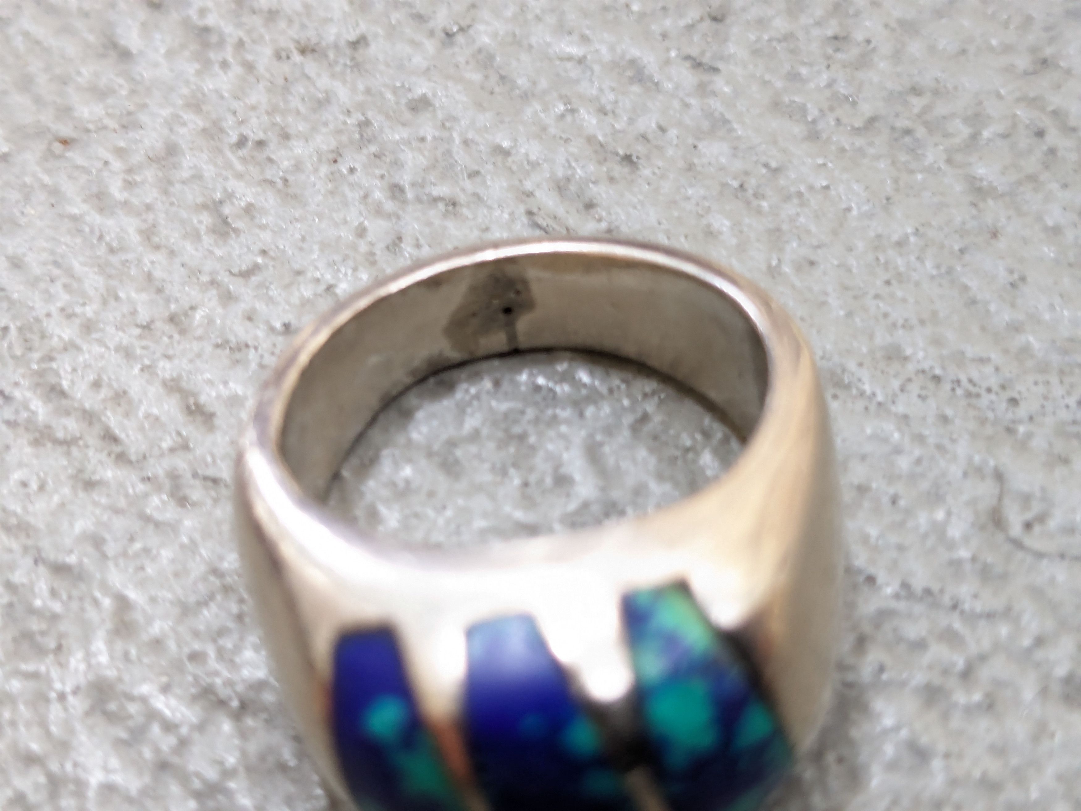 Vintage Sterling Silver Ring 7.25 Azurite Modern Mexico