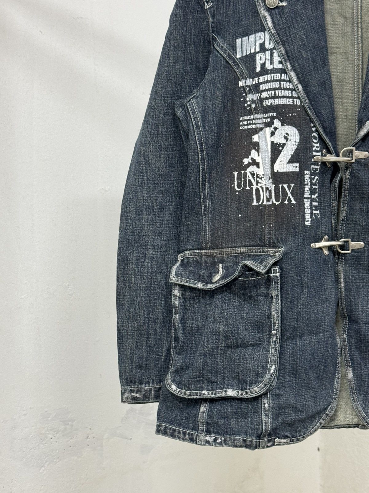 If Six Was Nine 2000s Japanese Brand Skull Punk Denim Blazer Size US L / EU 52-54 / 3 - 2 Thumbnail