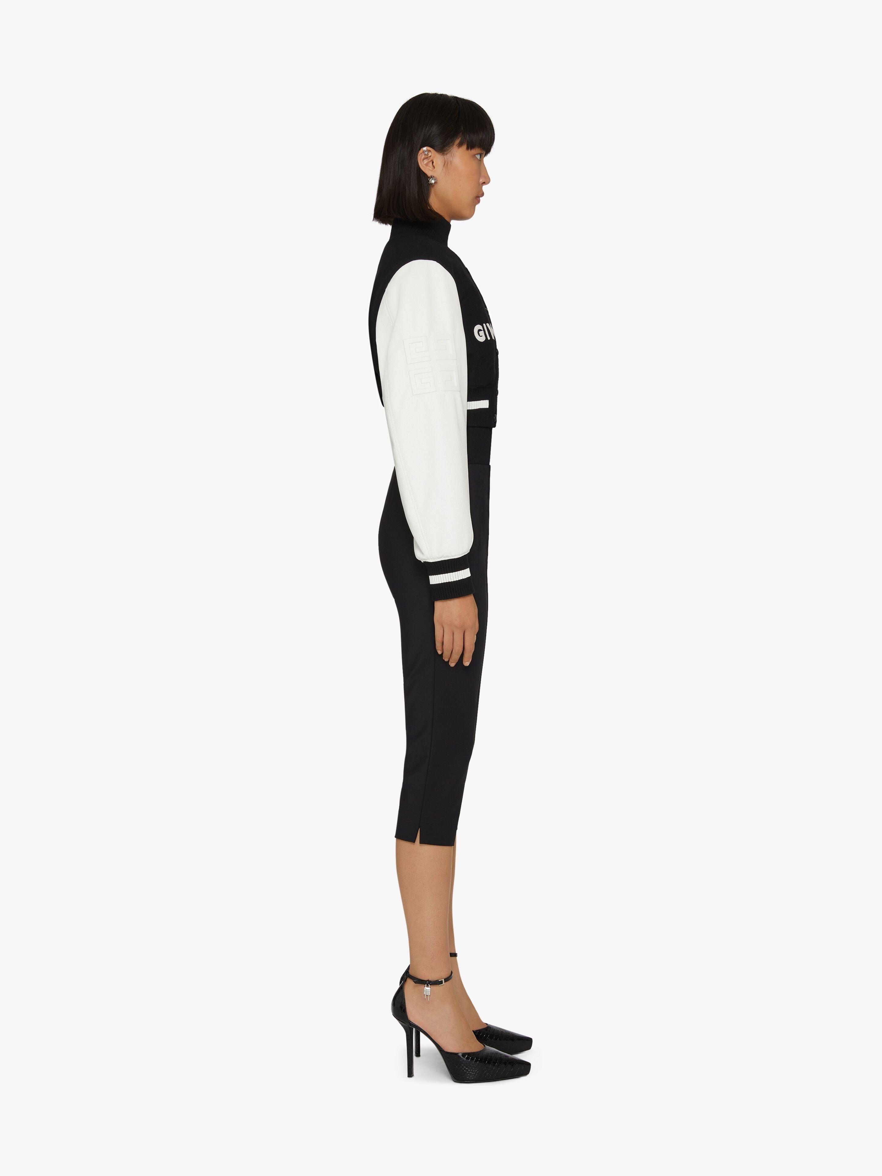 Givenchy o1srvl11e0725 Cropped Varsity Sleeves New Rib in Black/White Size S / US 4 / IT 40 - 3 Thumbnail