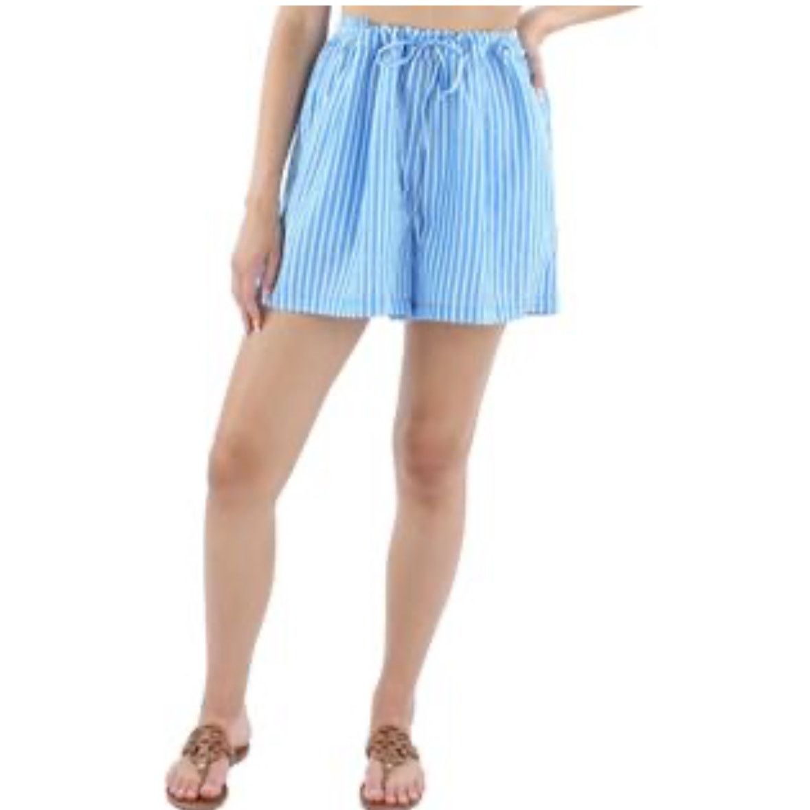Other Riley & Rae Shorts Elastic Waist Striped Blue/White W XS NWT Size 26" / US 2 / IT 38 - 1 Thumbnail