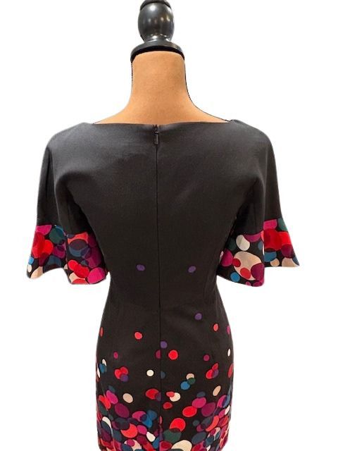 Trina Turk Black Mini Dress with Ruffle Sleeves and Multicolor Circles Size XS / US 0-2 / IT 36-38 - 5 Thumbnail