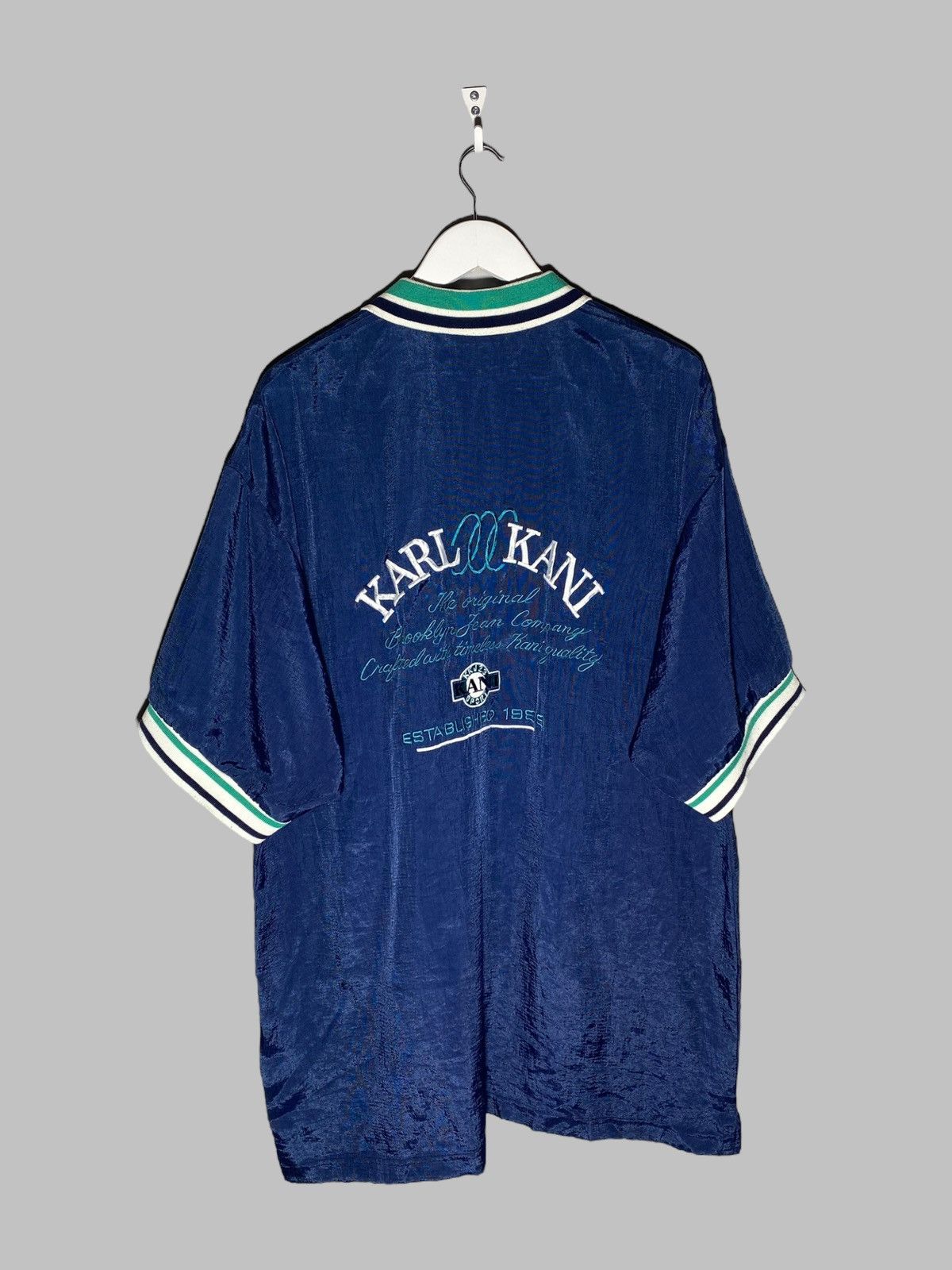 🔥 KARL KANI 90s NYC NYLON POLO T-SHIRT OG 2Pac BIGGIE VIBE 🔥