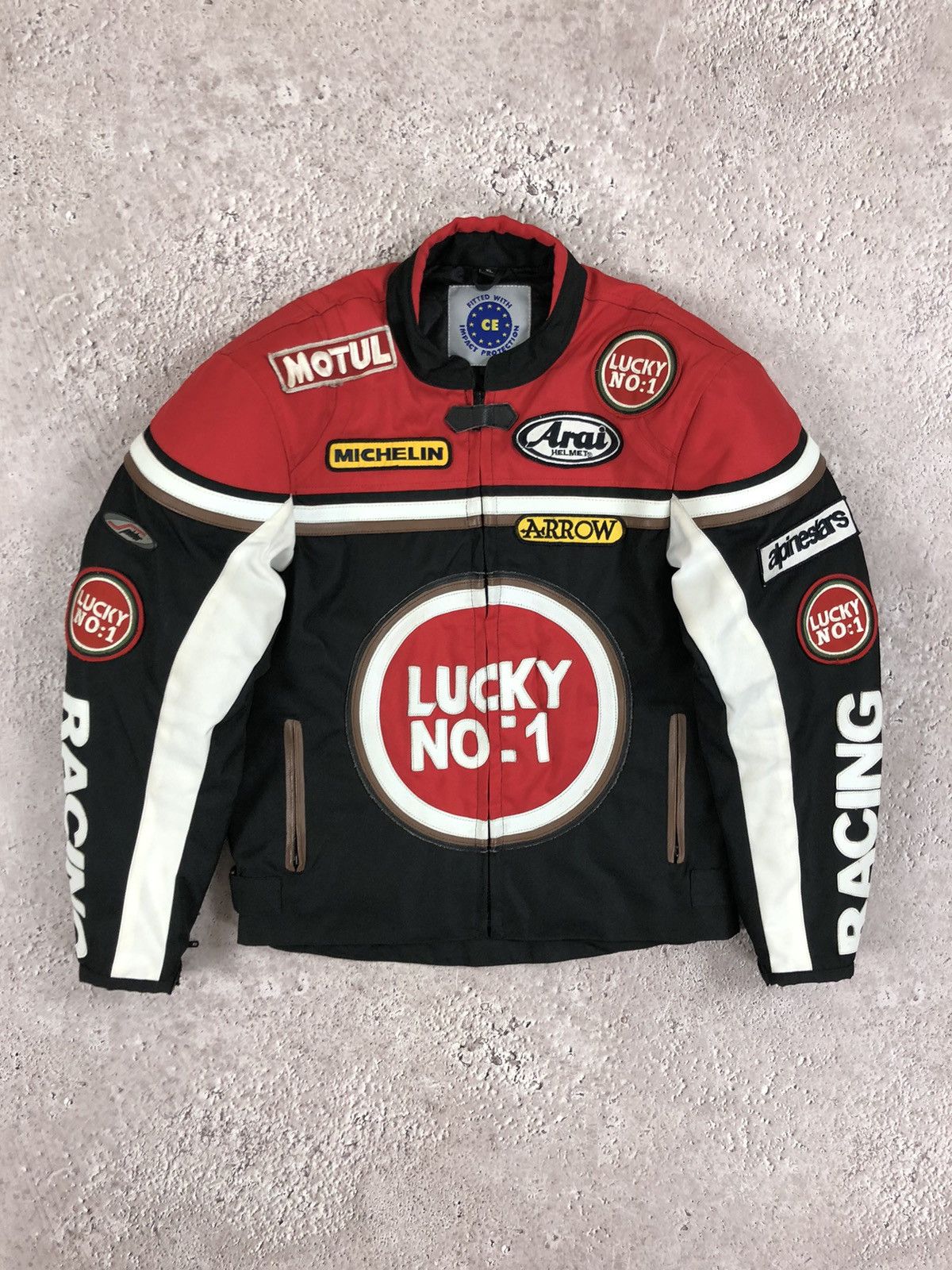 image of Lucky Racing Lucky Strike Motion Racing Jacket in Black/Red/White, Men's (Size XL)