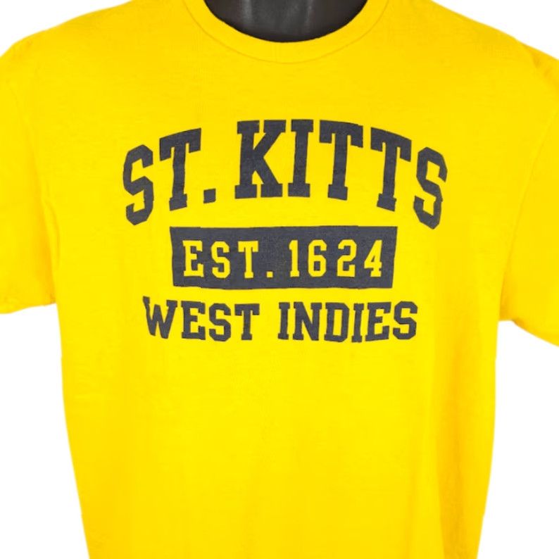 Delta St Kitts T Shirt Mens L Yellow West Indies Travel Destination Tee Size US L / EU 52-54 / 3 - 2 Thumbnail