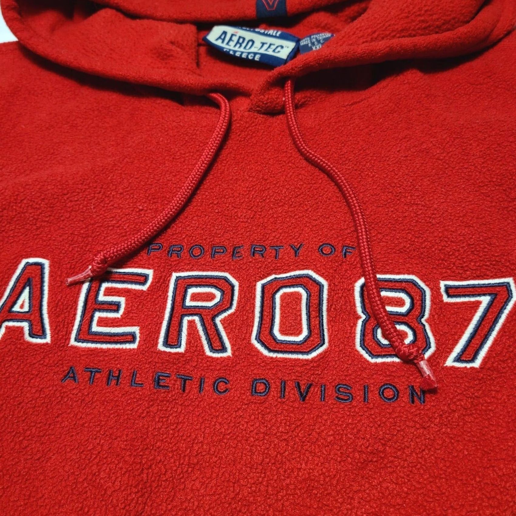 Aeropostale VINTAGE Aeropostale Hoodie Sweatshirt 2XL Red Aero-tec Fleece Pullover Logo Long Sleeve Men Size US XXL / EU 58 / 5 - 2 Thumbnail