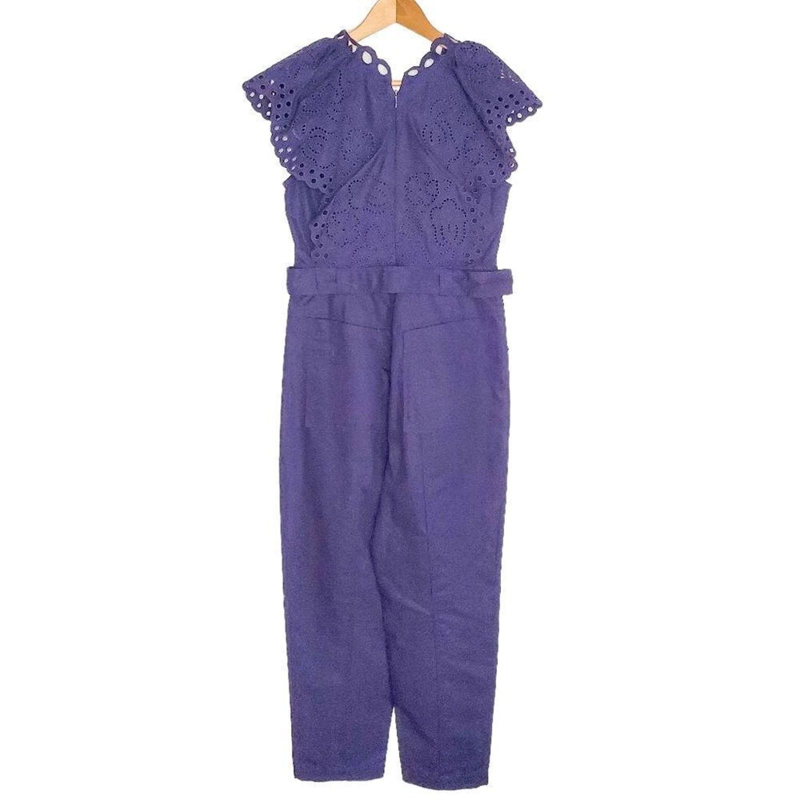 Rebecca Taylor Rebecca Taylor Indigo Ariana Lace Linen Jumpsuit Size 8 NEW Size 30" / US 8 / IT 44 - 4 Thumbnail