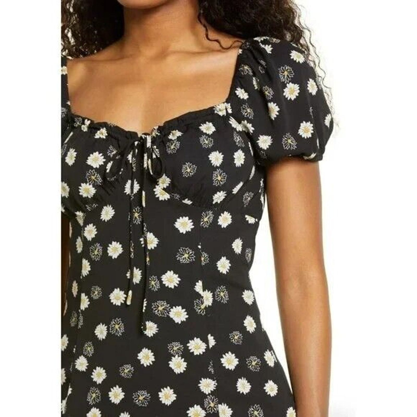 The Unbranded Brand BP. Nordstrom Women Black Tie Front Mini A-Line Dress Size M Size M / US 6-8 / IT 42-44 - 4 Thumbnail
