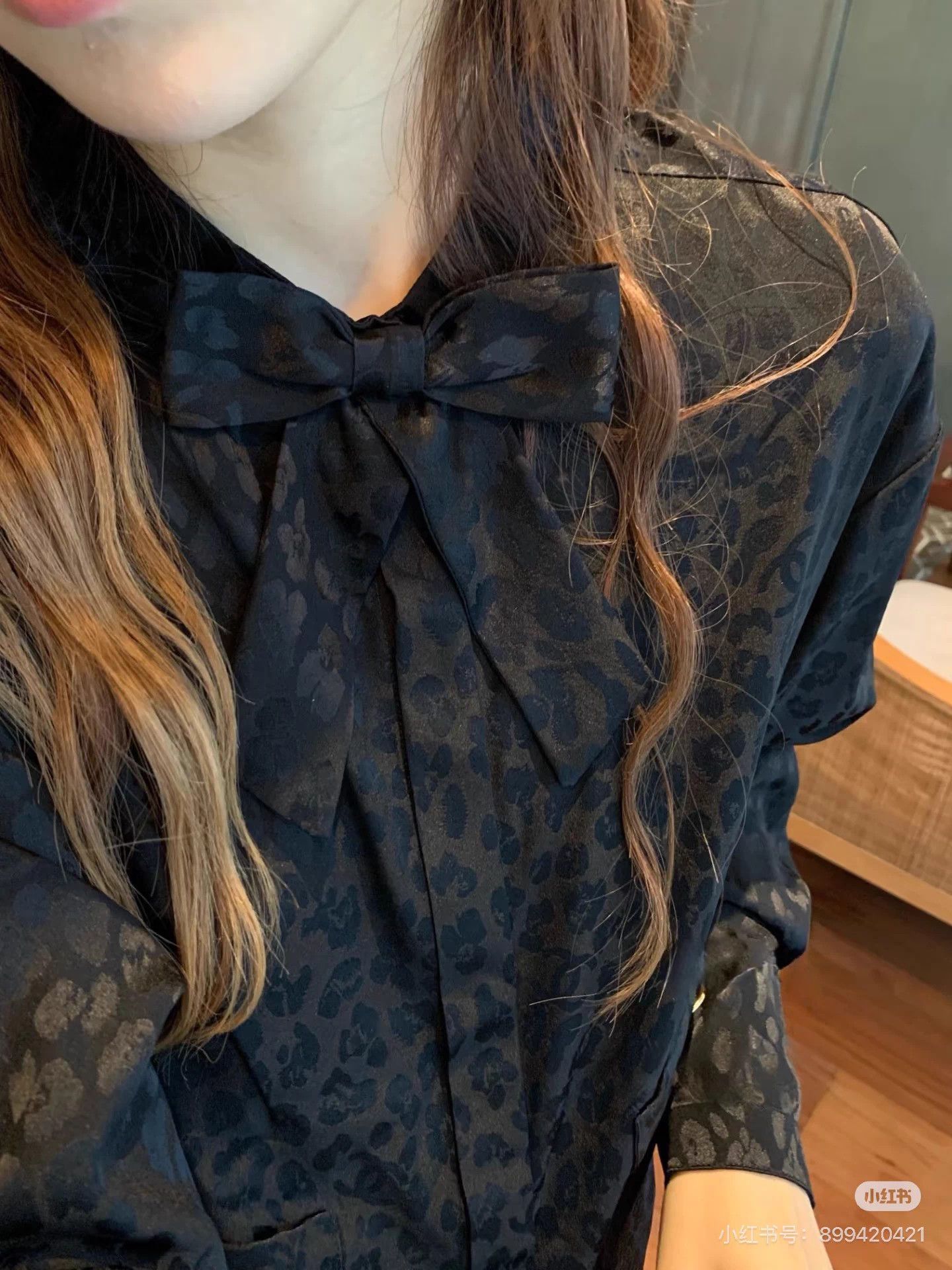 Chanel Chanel 23A Black Leopard Camellia Bow Silk Shirt 36 Size XS / US 0-2 / IT 36-38 - 9 Thumbnail