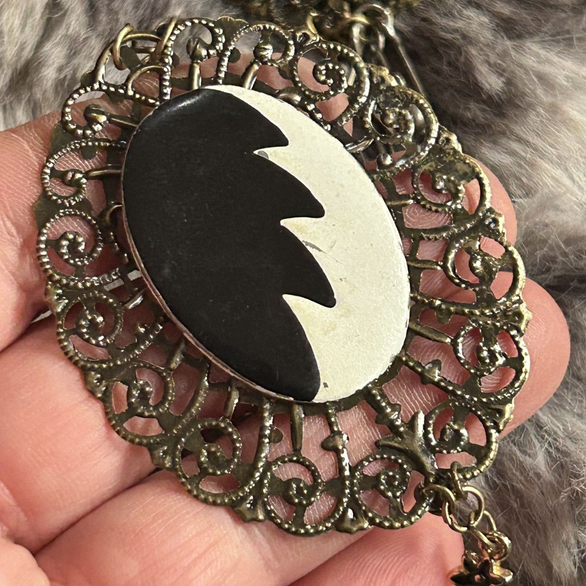 Handmade Handcrafted Cruella de Vil cameo bat accent pendant necklace Size ONE SIZE - 8 Thumbnail