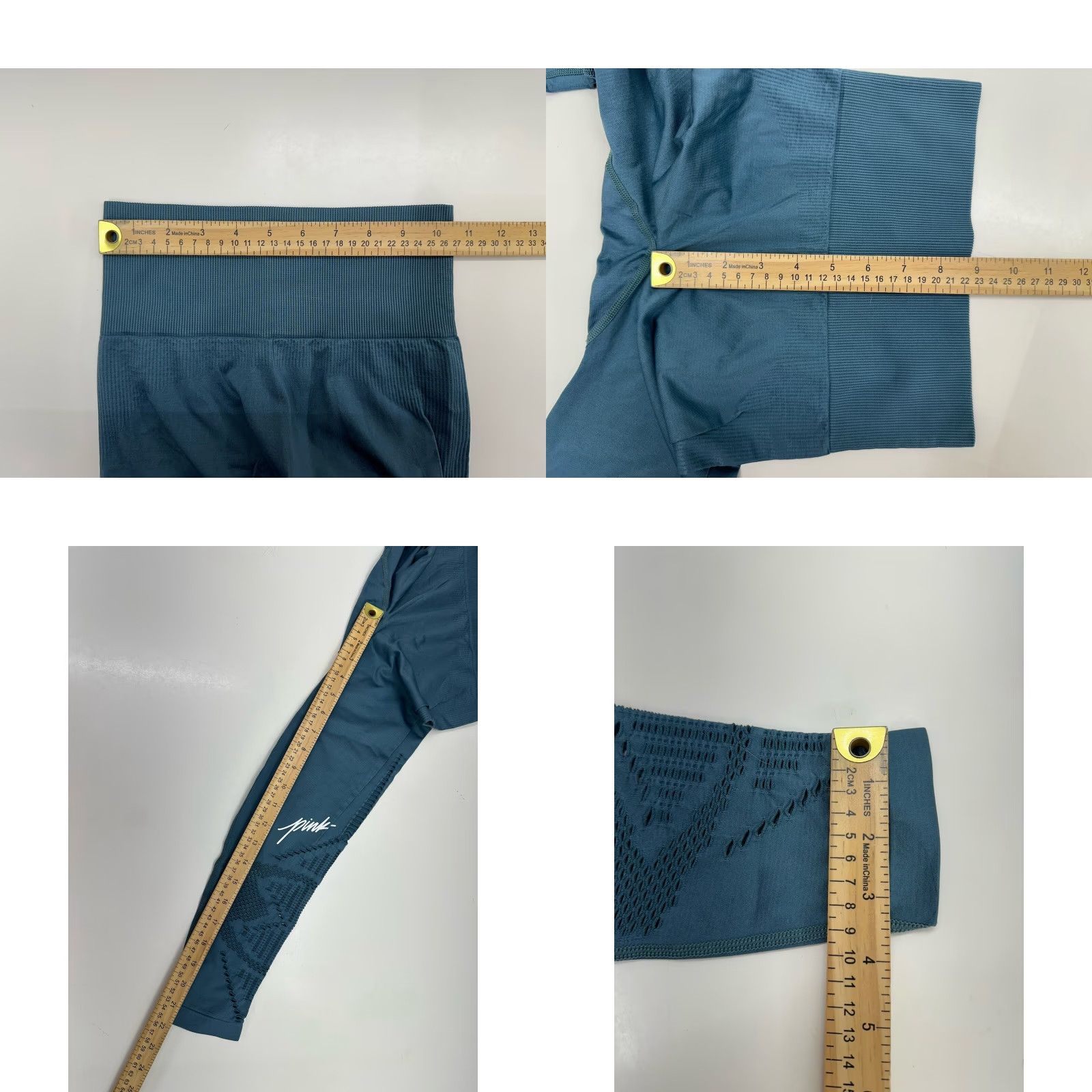 Pinko PINK Victoria’s Secret Womens Leggings XS Blue Seamless Cutouts Activewear, Casual, Travel Size 26" / US 2 / IT 38 - 8 Thumbnail