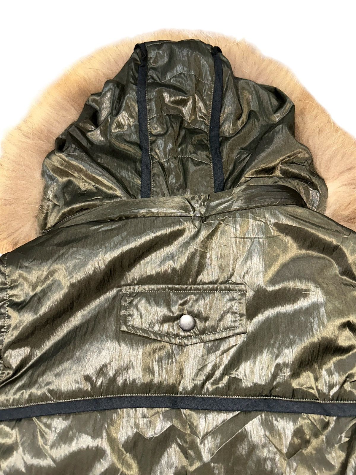 20471120 Blue Jam Shiny Puffer Vest Faux Fur Trimmed Hood Size S / US 4 / IT 40 - 12 Thumbnail