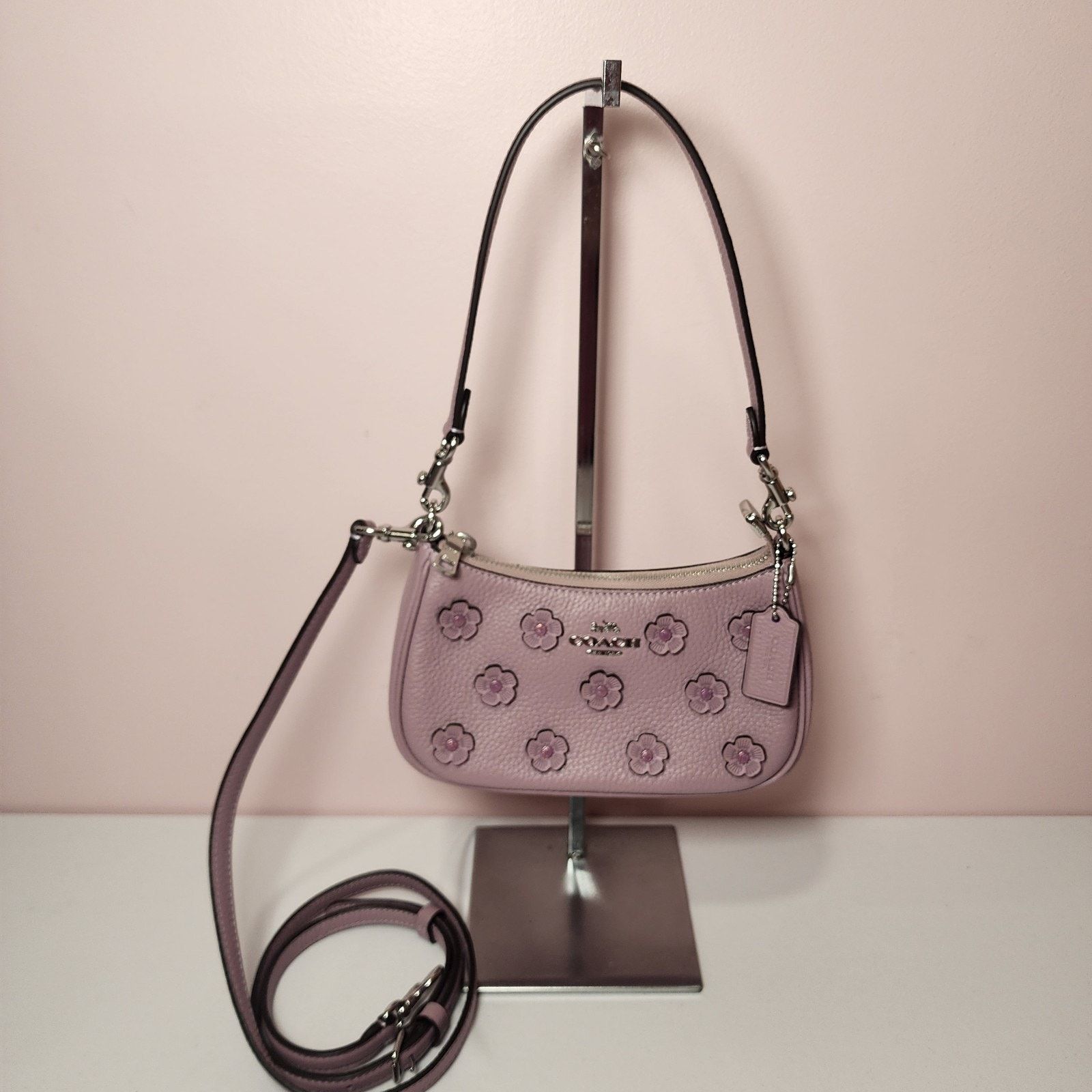 Coach NWT Coach CAJ98 Teri Mini Crossbody Floral Applique Lilac Size ONE SIZE - 1 Thumbnail