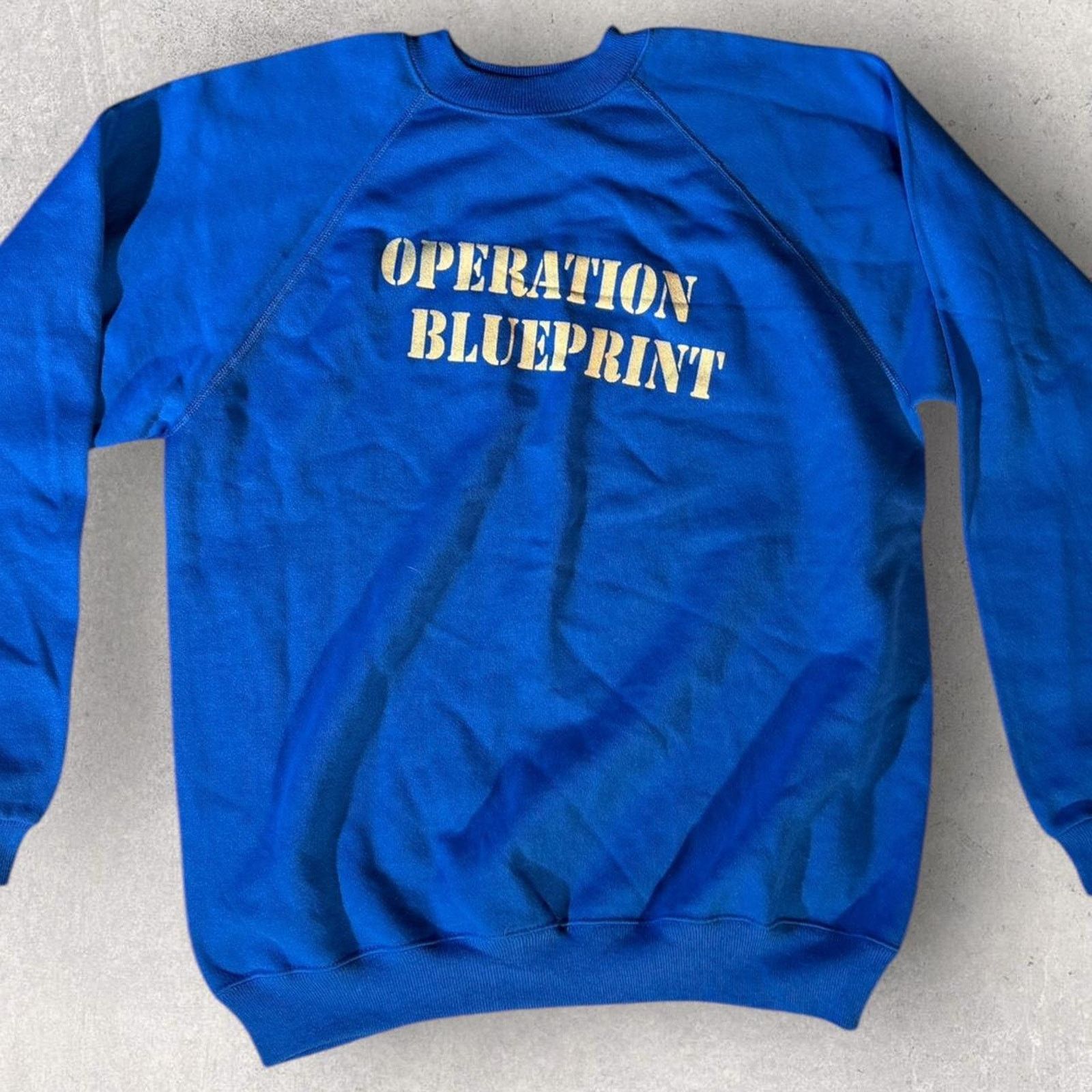 Hanes Vintage 80’s Operation Blueprint Blue Crewneck Size US XL / EU 56 / 4 - 5 Thumbnail