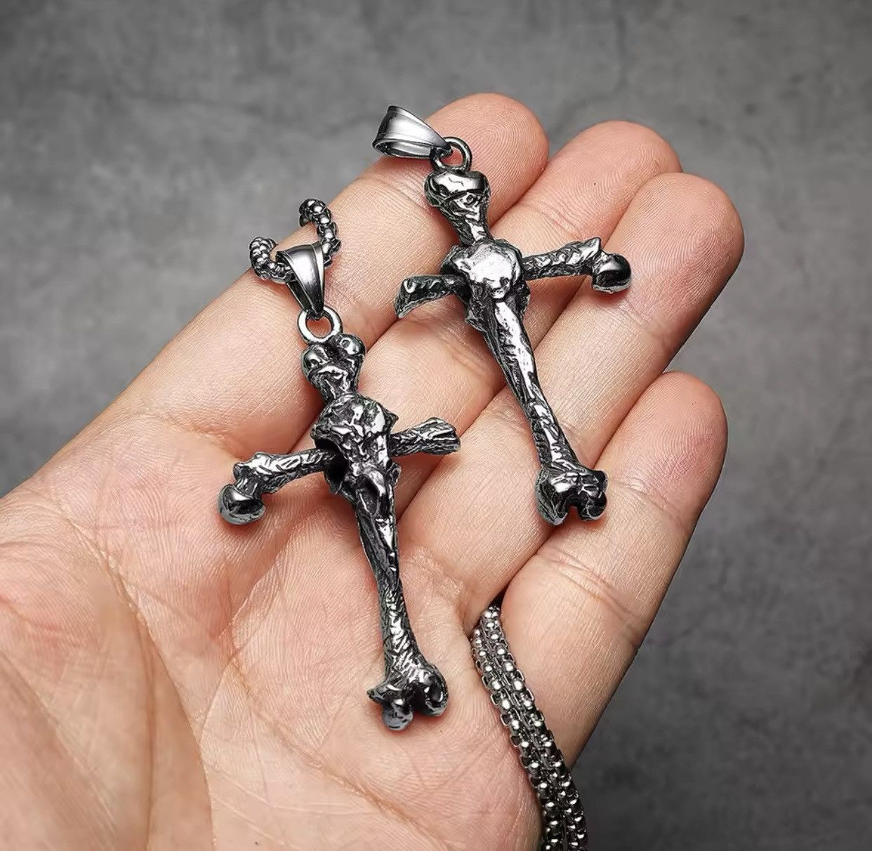 Other Crow Bone Cross Stainless Steel Amulets Pendant Chain Size ONE SIZE - 2 Thumbnail