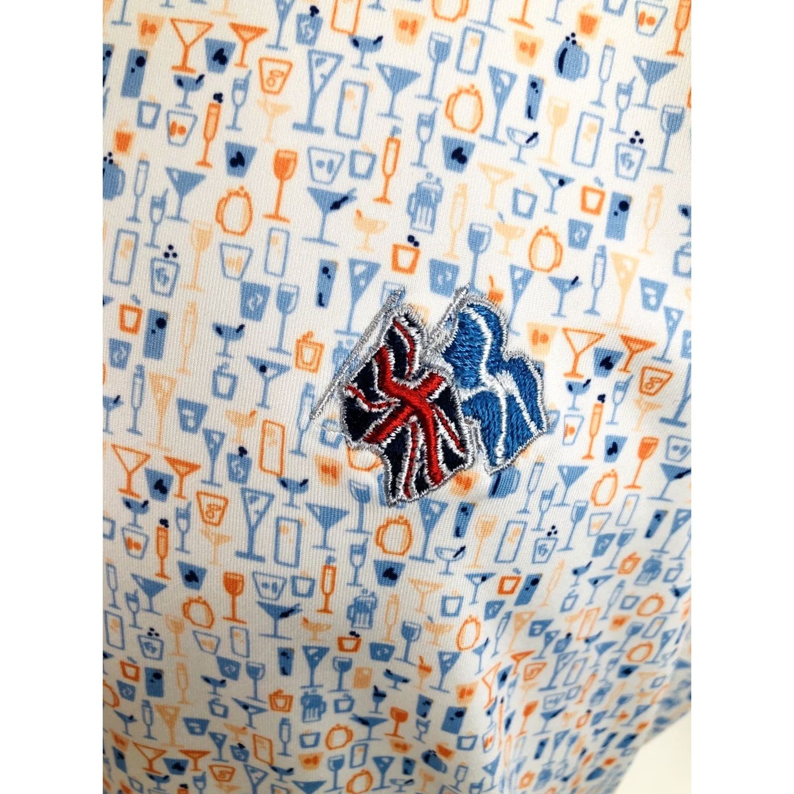 Peter Millar FREDERICA / PETER MILLAR COCKTAILS BOOZE MARTINI ALL OVER Golf S Shirt Shirt Mens Small White/Orange/Blue 90s YY2 Size US S / EU 44-46 / 1 - 2 Thumbnail