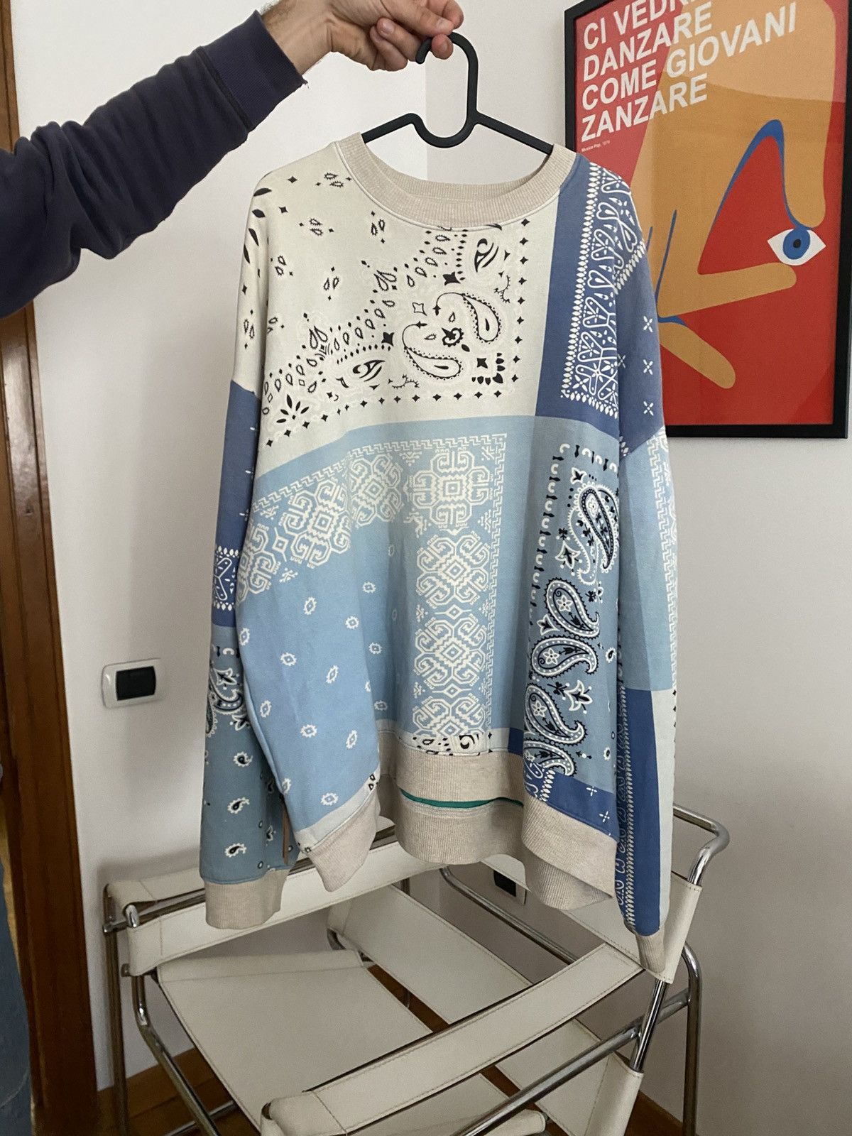 Kapital × Kapital Kountry Knit Bandana Bivouac Big Crewneck Blu Size US L / EU 52-54 / 3 - 1 Thumbnail
