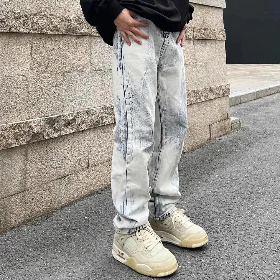 Japanese Brand Loose straight leg light colored tie dyed jeans Size US 30 / EU 46 - 1 Thumbnail