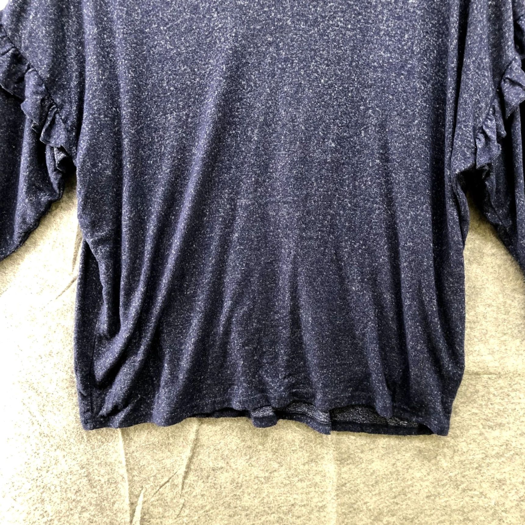 Jordan Brand Alexander Jordan Long Sleeve Tunic Top Womens 2X blue V-neck Ruffle Stretchy Shirt Tee Size XXL / US 16-18 / IT 52-54 - 4 Thumbnail
