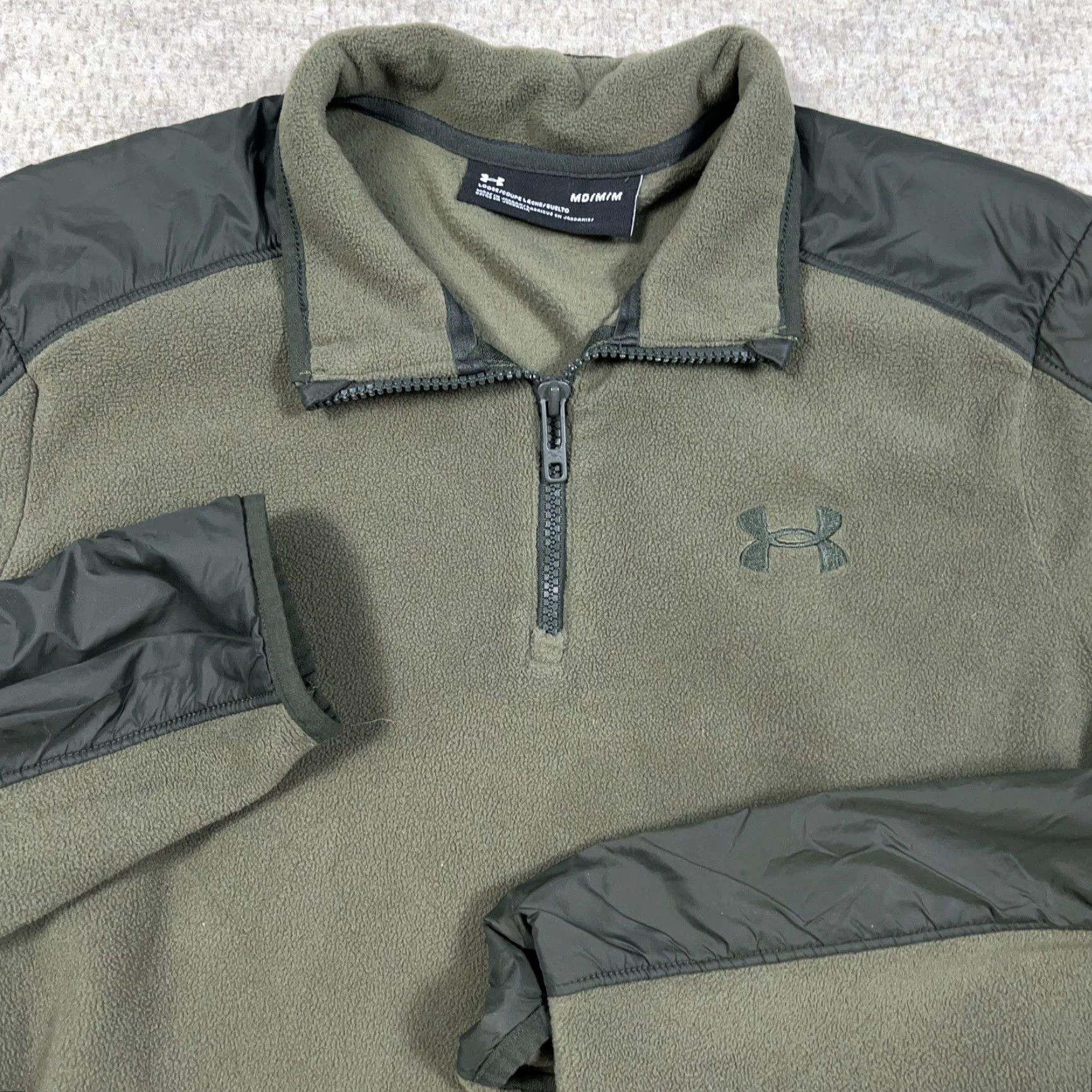 Under Armour Under Armour Sweater Men M Olive Green Pullover 1/4 Zip Polartec Sweatshirt Knit Sleeves Long Sleeve Regular Vintage? No Size US M / EU 48-50 / 2 - 2 Thumbnail