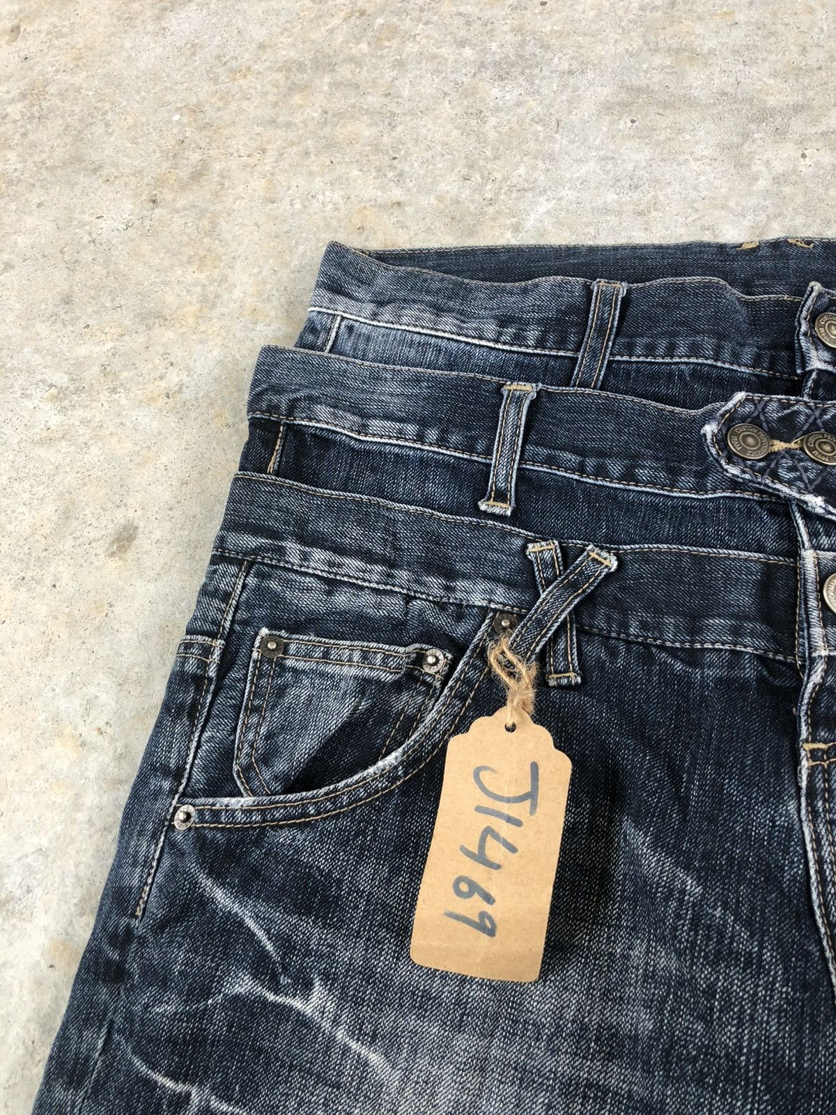 PPFM PPFM Double Waist Punk Style Distressed Jeans Size US 32 / EU 48 - 13 Thumbnail