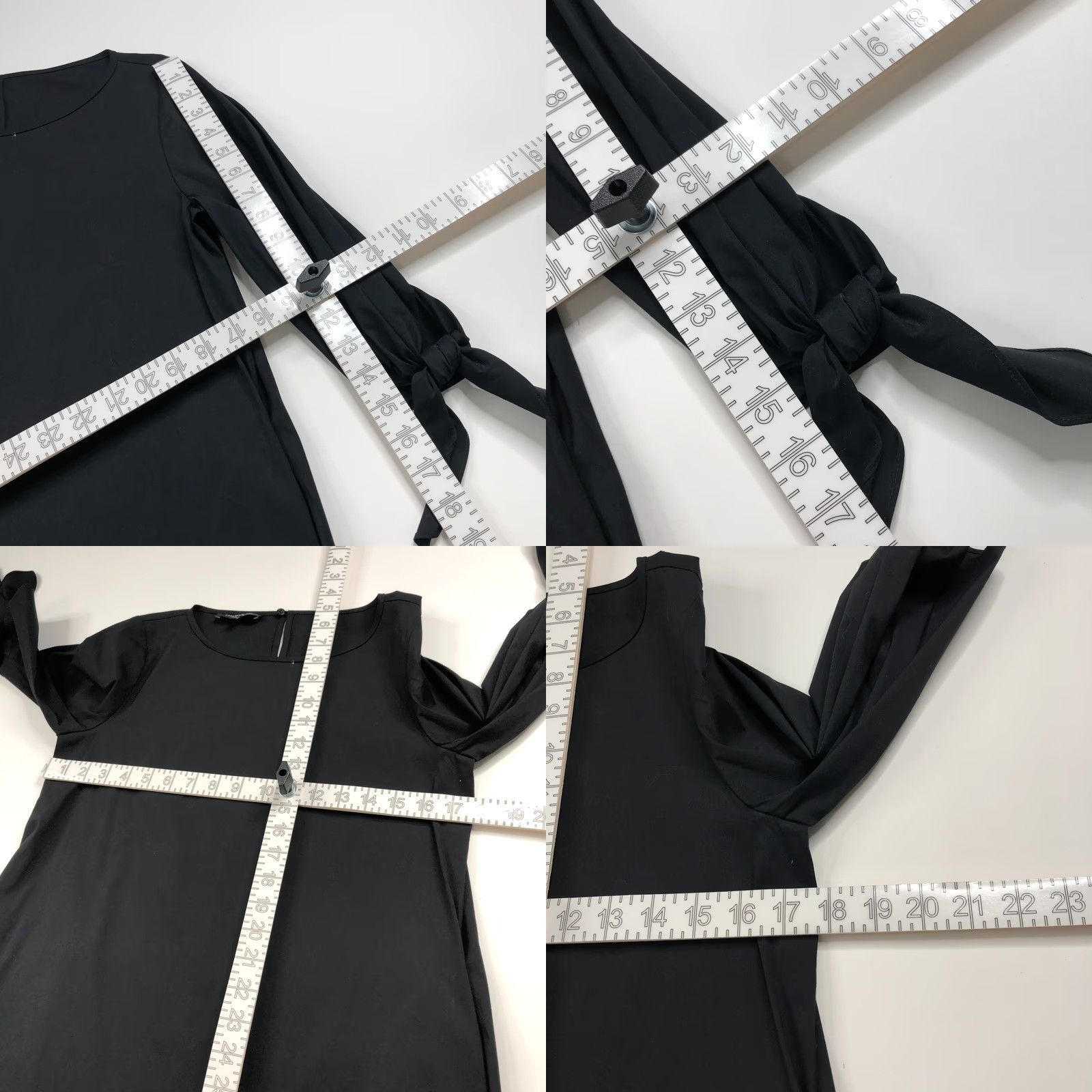 Vintage Lafayette 148 Black Blouse Tunic 3/4 Sleeve Pullover Back Button Bow Tie Cotton Blend Women Small Size S / US 4 / IT 40 - 8 Thumbnail