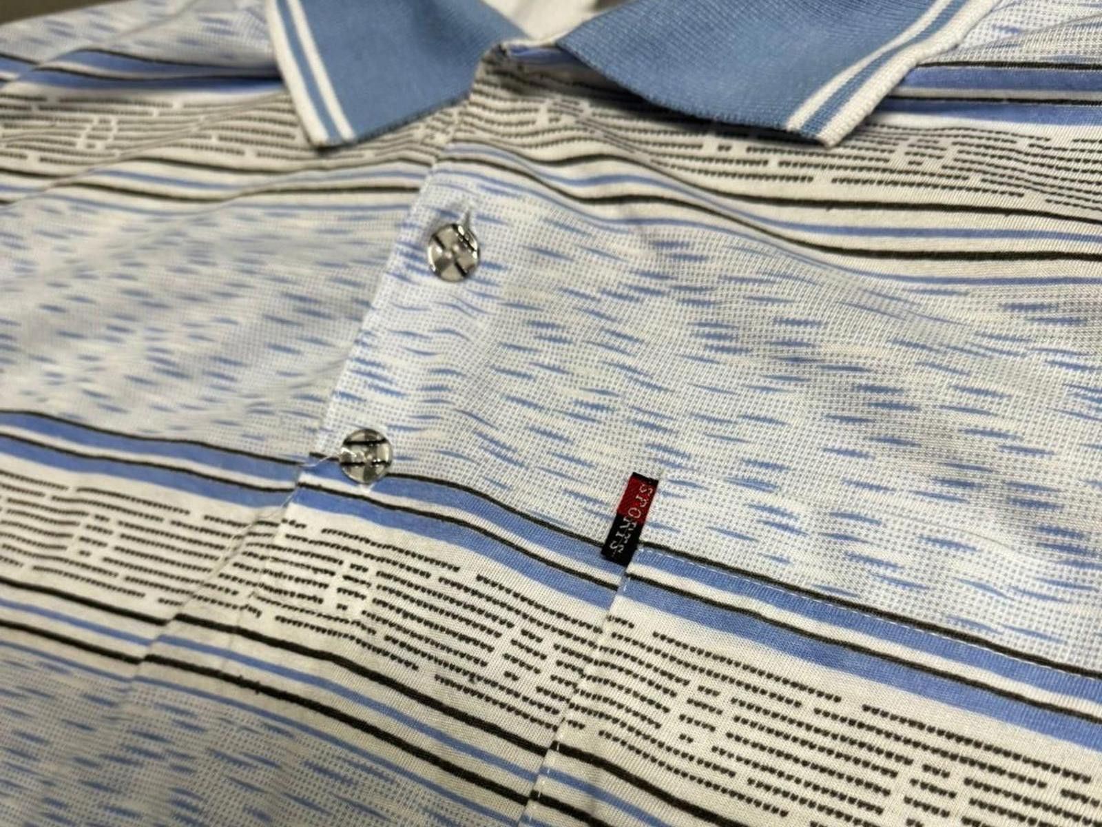 Designer Stylish Blue Striped Polo Shirt - Size L Size US L / EU 52-54 / 3 - 5 Thumbnail
