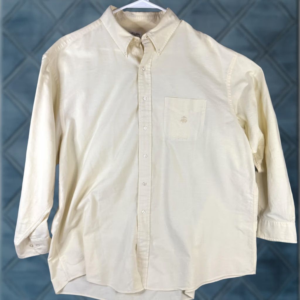 Brooks Brothers Brooks Brothers Shirt Mens XL Yellow Solid Cotton Button Down Sport Casual Size US XL / EU 56 / 4 - 1 Thumbnail