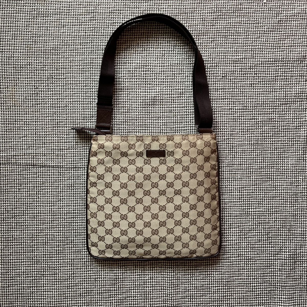 image of Gucci Monogram Crossbody Messenger in Beige, Men's
