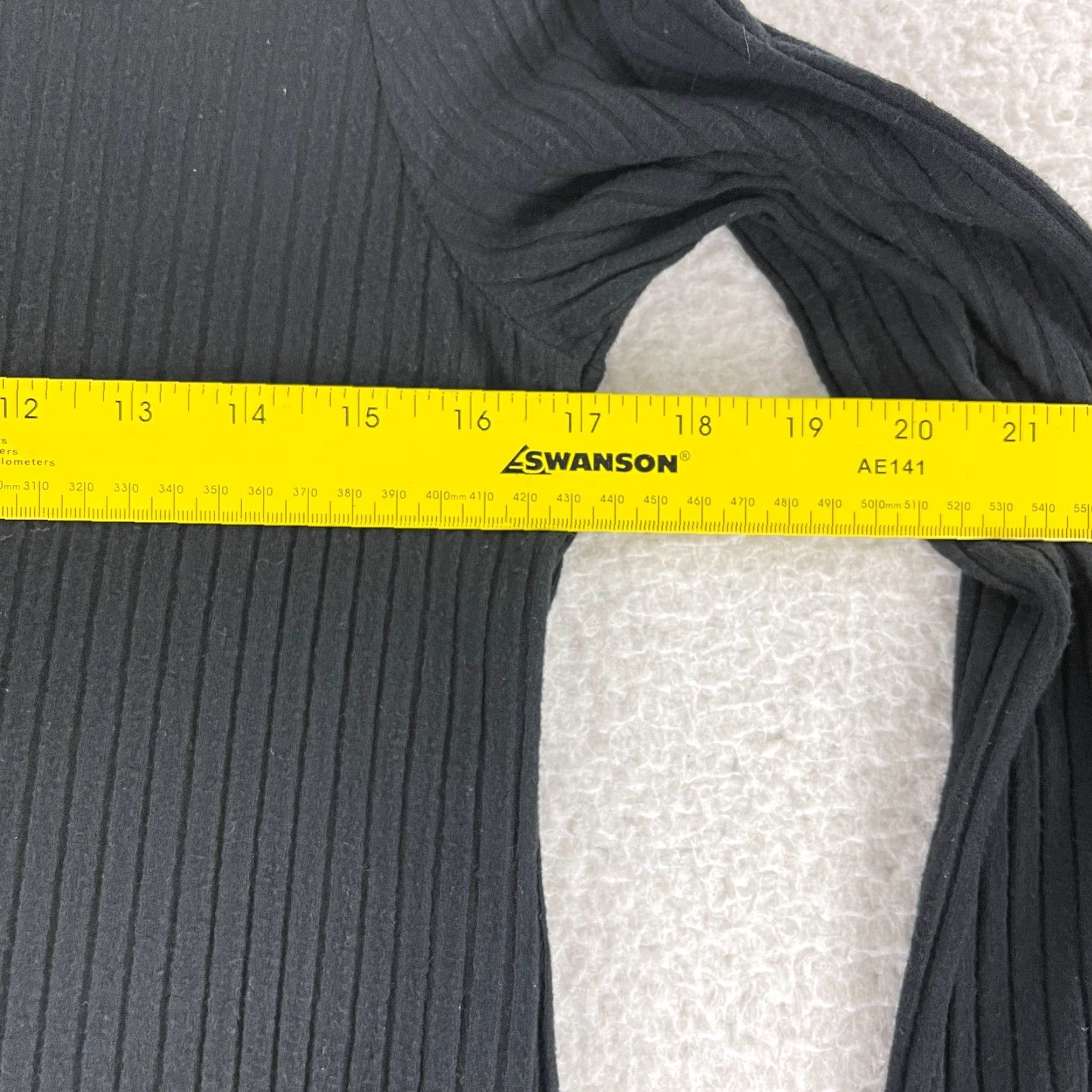 Madewell Madewell Shirt Womens Large Solid Black Ribbed Mock Neck Long Sleeve Knit Casual Size L / US 10 / IT 46 - 6 Thumbnail