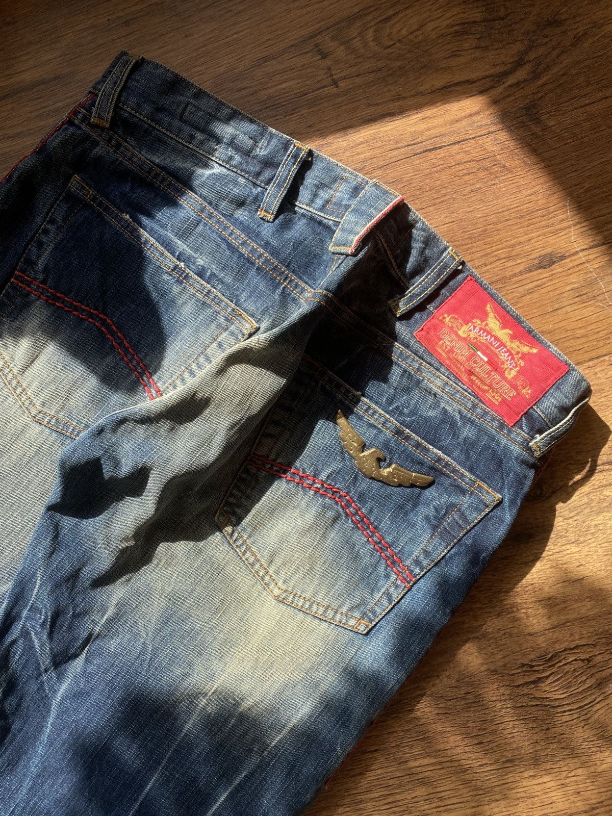 Armani × Vintage Armani Jeans Red Wash Limited Edition Italy Selvage denim Size US 32 / EU 48 - 3 Thumbnail