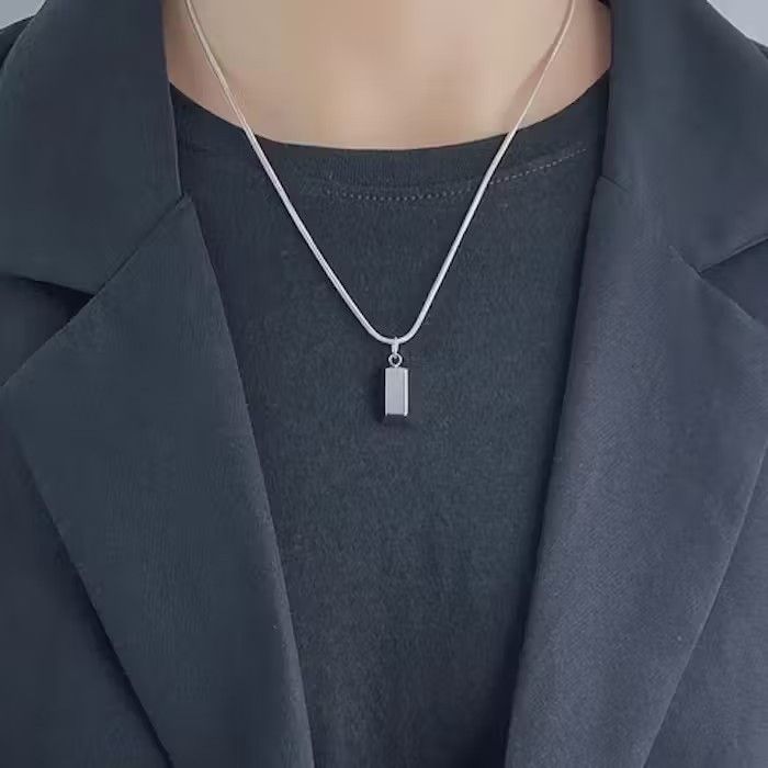 Other Stainless Steel Chain with Square Pendant Necklace Size ONE SIZE - 2 Thumbnail