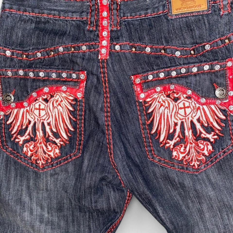 Affliction × Vintage Y2k Victorious Embroidered Jeans Size US 38 / EU 54 - 2 Thumbnail