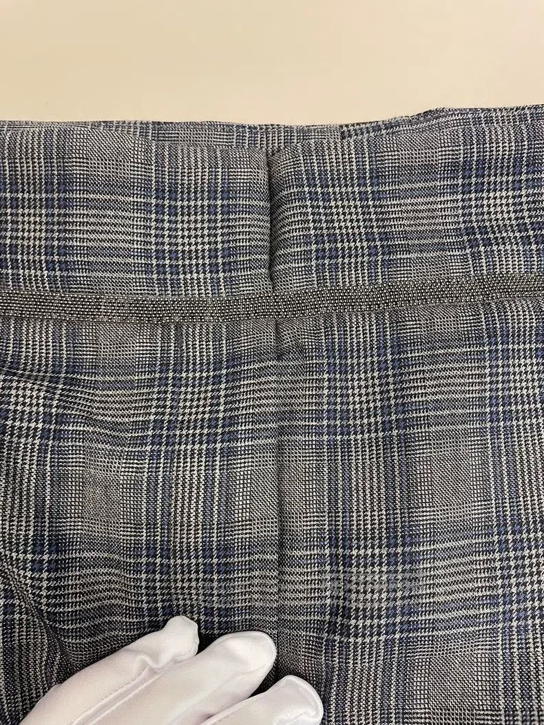 Brunello Cucinelli Brunello Cucinelli Gray Blue Plaid Beaded New Wool Trouser Size US 32 / EU 48 - 4 Thumbnail