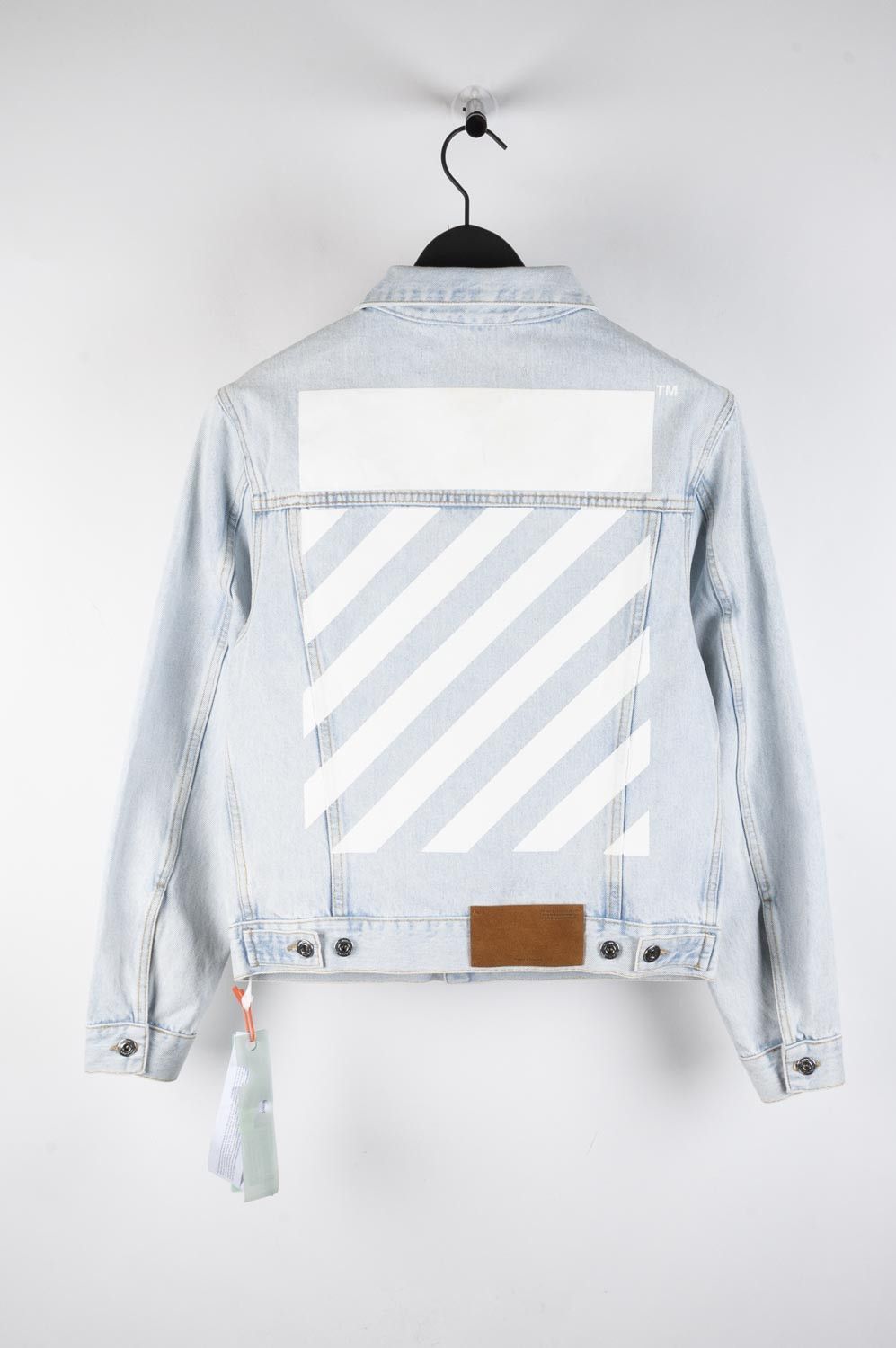 image of Off White New Off-White Permanent Light Blue Denim Jacket Size S H3968, Men's