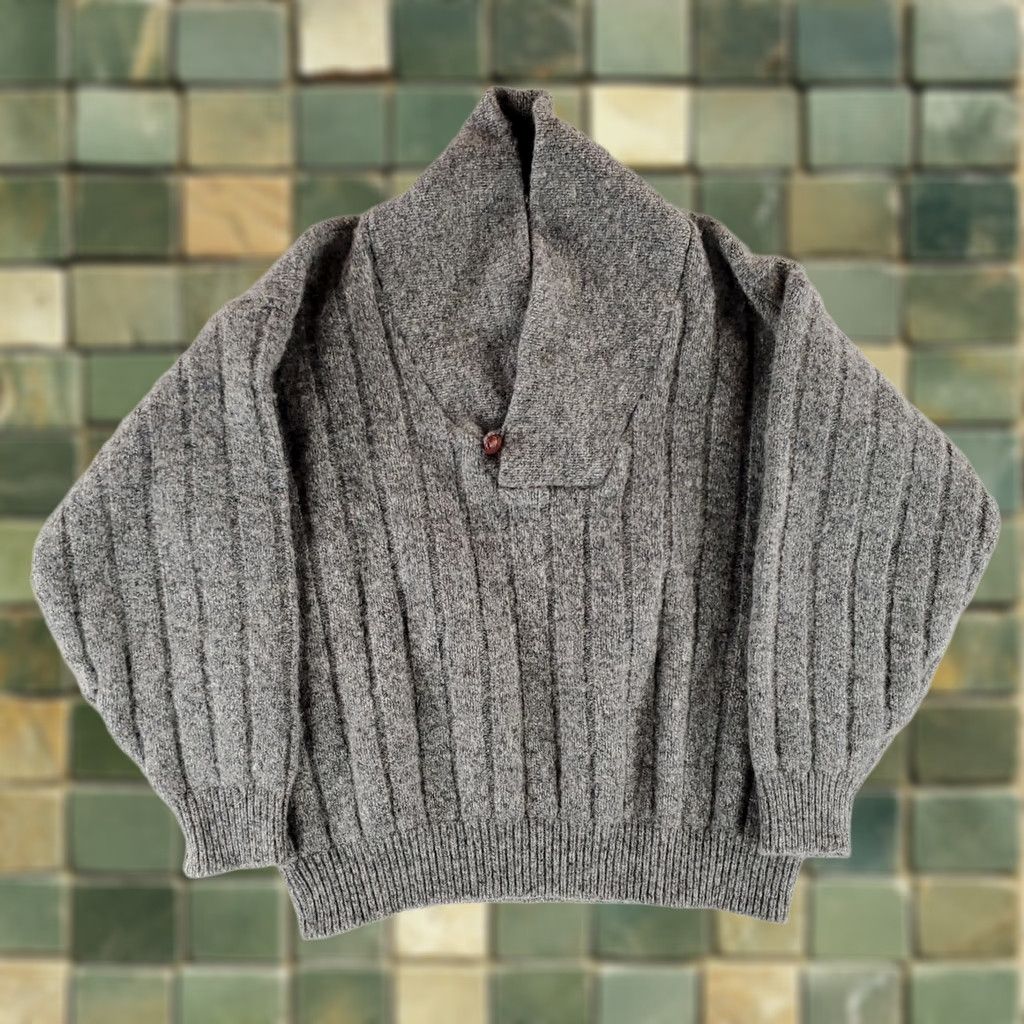 Lands' End Lands' End VTG Shawl Collar Wool Sweater Gray Ribbed Mens L 42-44 Size US L / EU 52-54 / 3 - 1 Thumbnail